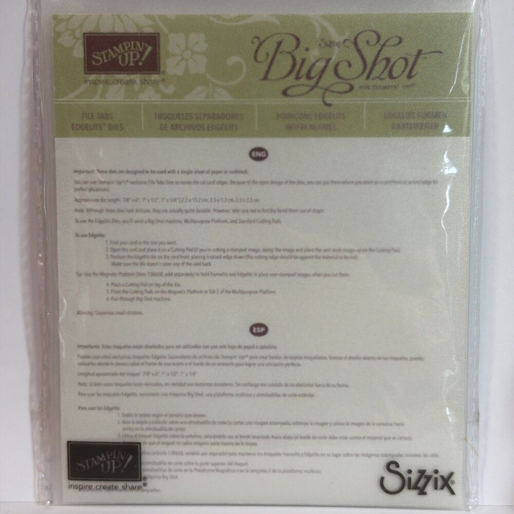 Stampin Up FILE TABS DIES Set of 5 Numbers & file tabs Retired junk journaling